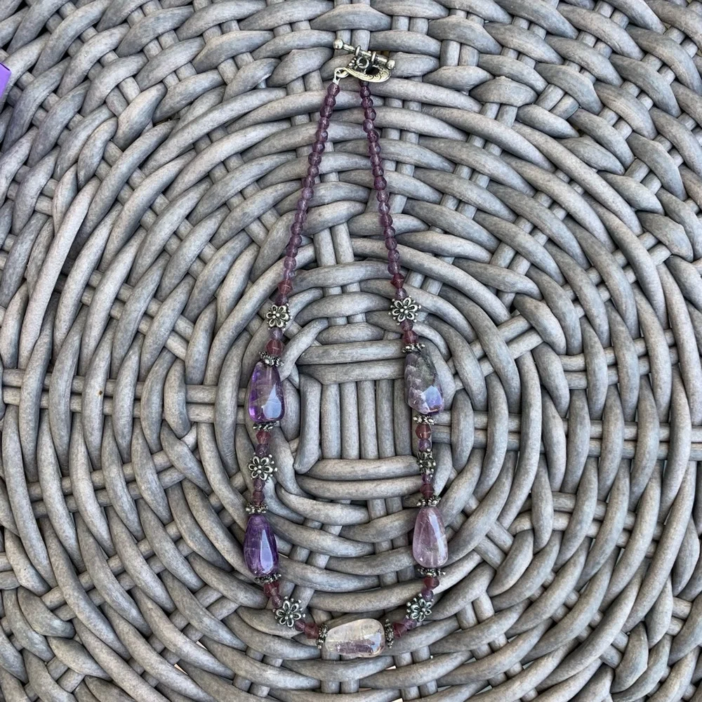 Purple Stone & Silver Necklace
